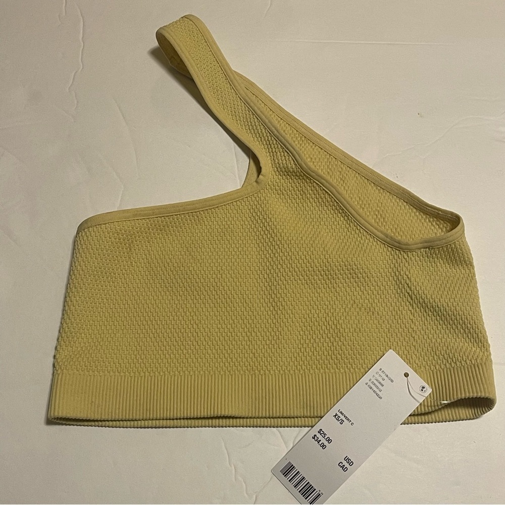 Urban Outfitters Top Yellow XS One Shoulder Pilates Princess Yoga Gym NWT - Picture 4 of 9